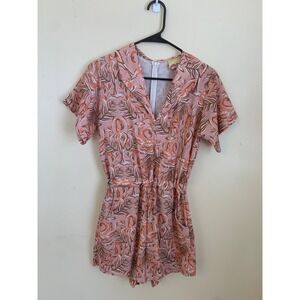 Dazey LA Flamingo Tropical Print Romper Womens Medium Pink Cute anthropology‎